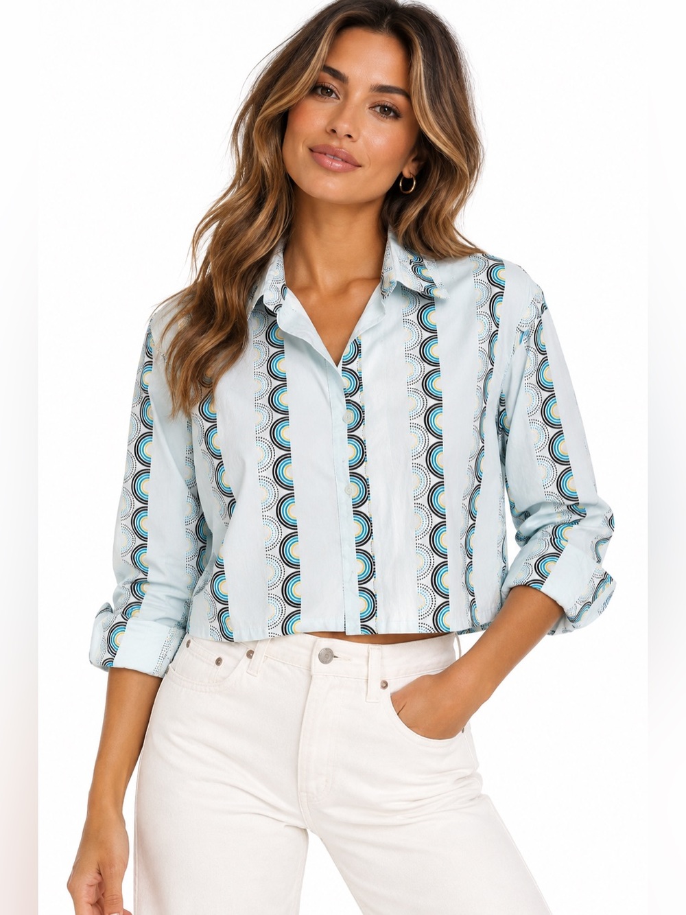 Ben Sherman Upcycled Cropped Button Down Shirt Women’s XL Retro Mod Y2K